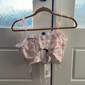 Tie Cutout Floral Crop